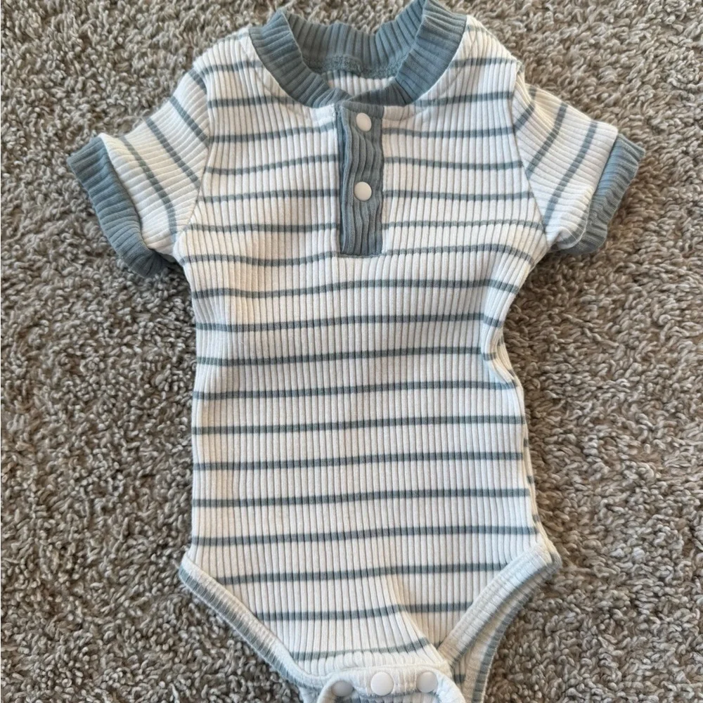 Blue Striped Ribbed Baby Short Set – 0–3 Months - Picture 3 of 7